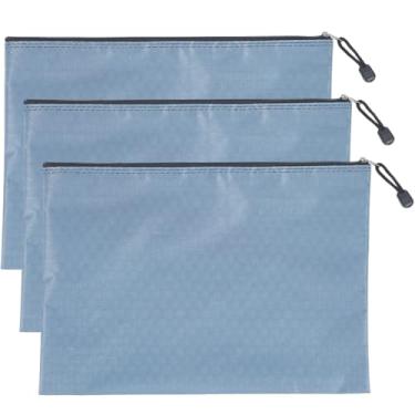 Imagem de CRASPIRE 3 peças de sacos de arquivo cinza com zíper, tamanho A4, retangular, Oxford, impermeável, reutilizável, documentos, caneta, lápis, armazenamento, pasta, para escola, casa, escritório, viagem