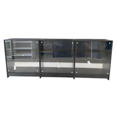 Imagem de Balcões Mdf + Vidro Expositor  Lojas E Comércios Preto Com 3 - Suprema Móveis