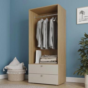 Imagem de Guarda-roupa 2 Módulos 2 Gavetas Frame Cabecasa madeiramadeira Acácia/Arenas