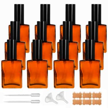 Imagem de BEGIKET Pacote Com 12 Frascos De Spray Perfume Vidro Âmbar 1 Oz, 30 Ml/1 Frasco Atomizador Névoa Fina Recarregável Para Perfume, Óleo Essencial E Líquido (D/Âmbar)