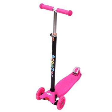 Imagem de Patinete Infantil 4 Rodas c/Leds Scooter Infantil Dobrável e Resistente para Crianças até 60kg (Rosa)