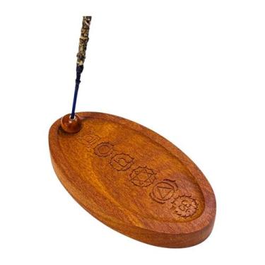 Imagem de Porta Incenso Incensário 7 Chakras - Madeira Maciça - Equilíbrio Pedra