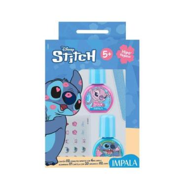 Imagem de Kit 2 Esmaltes Impala + Lixa E Adesivo Stitch Unha Infantil