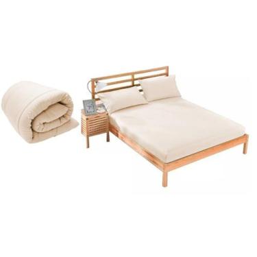 Imagem de Kit edredom casal 4 peças 100% algodão com lençol p/ cama box percal 1