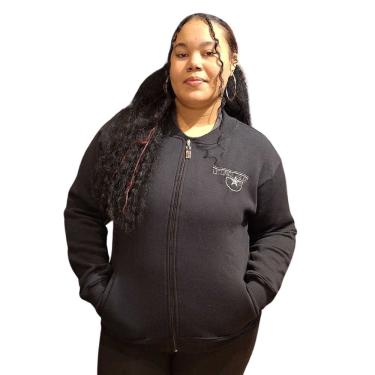 Imagem de Blusa Moletom Bomber Feminina, Flanelada Com Bolso e Sem Capuz