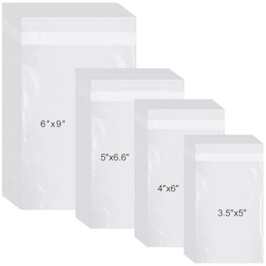 Imagem de Kosiz Bolsa de plástico transparente para camisa de celofane com 600 peças, bolsa de poliéster de celofane resselável a granel, saco adesivo para envio de roupas (8,5 x 12 cm, 10 x 15 cm, 15 x 16 cm,
