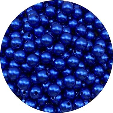 Imagem de Tingoons 300 peças de contas de pérola de 8 mm com furo redondo solto lustre artesanato contas para decoração de casa preenchedores de vasos faça artesanato faça joias fazendo joias colar brincos (safira)