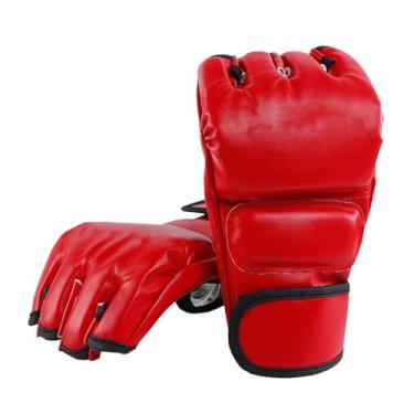 Imagem de menolana Luvas de boxe luvas de perfuração kickboxing abertas esporte luvas meia luvas para treino sparring fitness karate luta, Vermelho