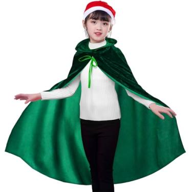 Imagem de XonyiCos Roupão infantil de veludo com capuz para Halloween, fantasia cosplay, Verde, L (age 8-16)