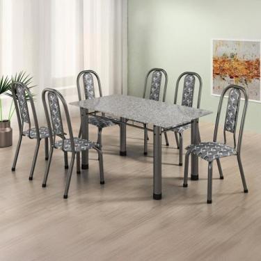 Imagem de Conjunto Sala de Jantar 6 Cadeiras Fortaleza - Tubulares Gol