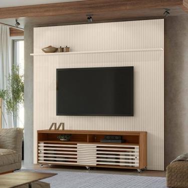 Imagem de Rack Com Painel Frizz New Prestige Naturalle/Off White - Madetec Móveis