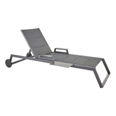 Imagem de Espreguicadeira Aluminio Rodas E Mesa Ate 160kg - Preta