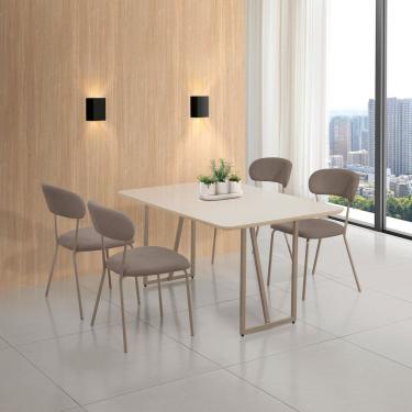 Imagem de Conjunto Sala de Jantar com 4 Cadeiras Betina Champagne/ Marrom/ Off White