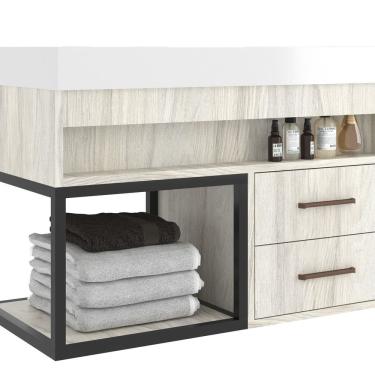 Imagem de Gabinete para Banheiro Suspenso New 80 Carvalho