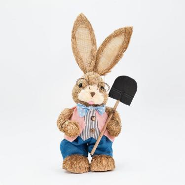 Imagem de Coelho De Páscoa Decoração em Palha Coelhinho com Pá 48cm