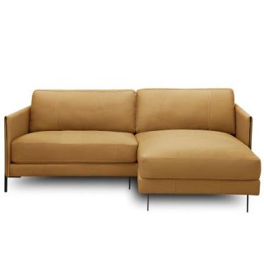 Imagem de Sofá 3 Lugares com Chaise Direito Sala Living 230cm Amábile L06 Couro 