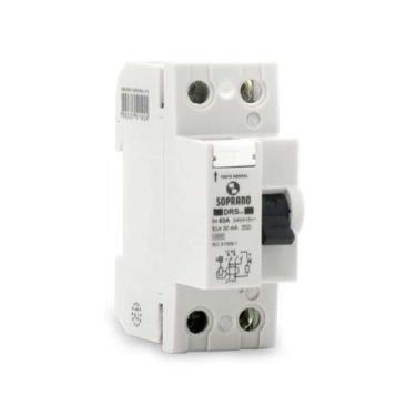 Imagem de Disjuntor DR Bipolar 40A-30mA Soprano - Monofásico/Bifásico/Trifásico 