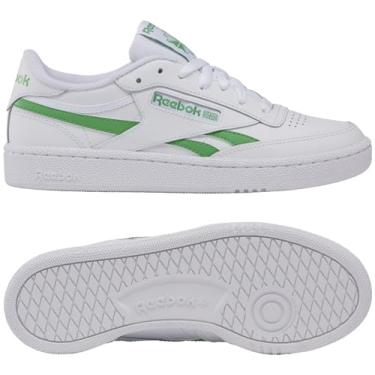 Imagem de Reebok Tênis de corrida feminino de couro clássico, Calçado branco/verde esportivo/calçado branco, 39