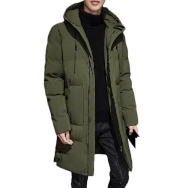 Imagem de Jaqueta Com Capuz Masculina Parka Para Baixo Casacos Longos Quentes Grossos, T, XXL