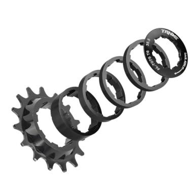 Imagem de CooMeng Kit de conversão de engrenagens de velocidade única 15T/16T/18T para bicicleta multivelocidade para Dirt Jump/BMX, cassete de alumínio de velocidade única com espaçador e anel de bloqueio