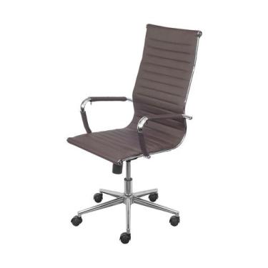 Imagem de Cadeira Boxbit Eames Office Esteirinha Alta P.U. Café Base Rodízio Cro