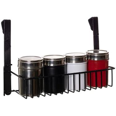 Imagem de Organizador de temperos e condimentos aramado para porta de armário Preto