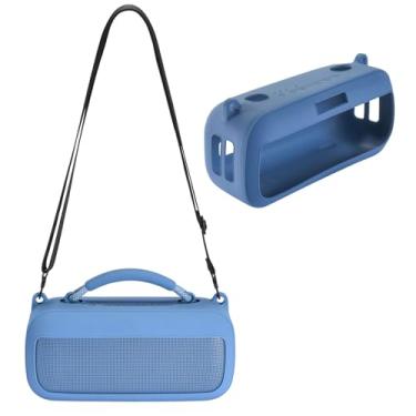 Imagem de SZZCNOX Capa de silicone para Bose SoundLink Max Wireless Bluetooth Audio, capa protetora para transporte de viagem com alça de ombro para Bose SoundLink Max Acessórios de alto-falante portátil (azul)