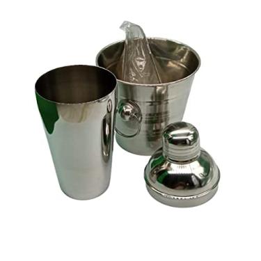 Imagem de Kit Bar Coqueteleira Inox Balde De Gelo E Pegador