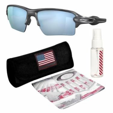Imagem de OAKLEY Armação camuflada preta fosca OO9188 FLAK 2.0 XL – Lente polo de água profunda Prizm, óculos de sol polarizados retangulares com kit oficial de óculos, Camuflagem preta fosca polarizada (59 mm