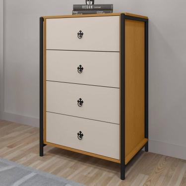 Imagem de Cômoda Sevilha 4 Gavetas Preto/Natural/Off White - Art Panta