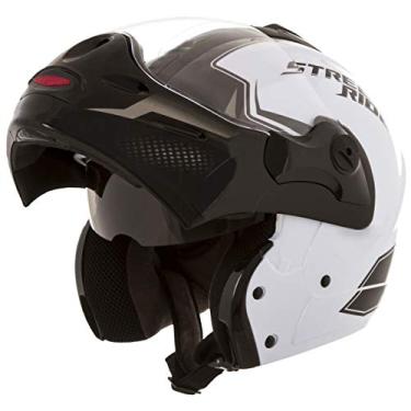 Imagem de Capacete de Moto Mixs MX Captiva Street Rider Com Viseira Interna Solar Óculos de Sol Articulado Escamoteável Robocop Branco 56