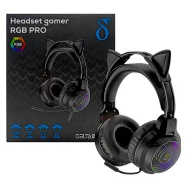 Imagem de Headset Gamer RGB Pro Com Fio E Microfone On-ear Drivers 40mm - Preto