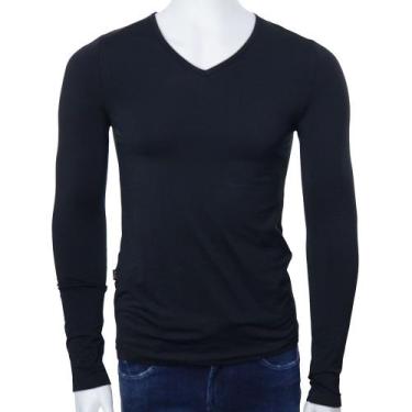 Imagem de Camiseta Masculina Lezi Térmica Gola V Preta - 500807, M