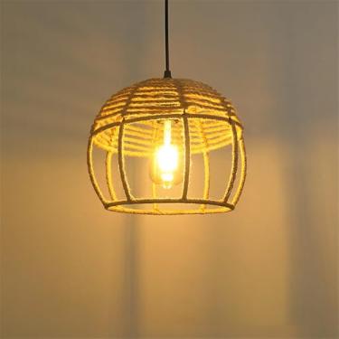 Imagem de OUFULA Contemporâneo Corda de Cânhamo Restaurante Lâmpada Pendente Estilo Industrial Retro Internet Café Bar Quarto Roupa Loja Balcão Bar Candelabro (A D26CM)