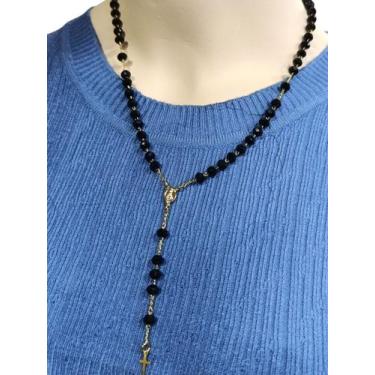 Imagem de Terço Cristal Pescoço Nossa Senhora Aparecida Folheado 35 cm - MS, Pre