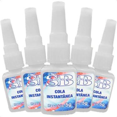 Imagem de Kit 5 Super Bom Cola Instantânea Ultra Mais Forte Gel 5g Multiuso