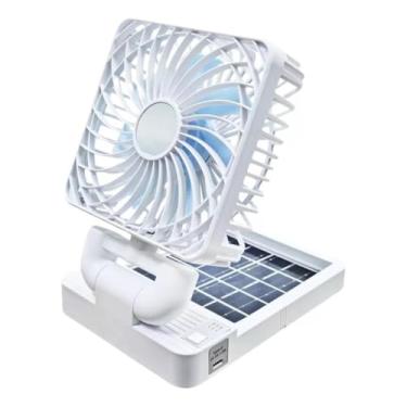 Imagem de Ventilador Duplo Carro Casa Carregamento Solar e USB Carro e Caminhão Portátil Recarregável (Preto,Ventilador)