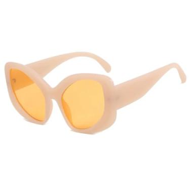 Imagem de Óculos de sol estilo gatinho feminino, luxuoso, vintage, punk, masculino, armação grande, retrô, UV400 (rosa, laranja)