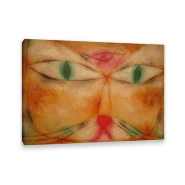 Imagem de Paul Klee Arte de Parede em Tela Gato e Pássaro Pôster Vintage Clássico Pintura a Óleo Pintura Mestre Impressão Adequada Sala de Estar Escritório Decoração de Parede Legal 100x70cm (83.8x71.1 cm