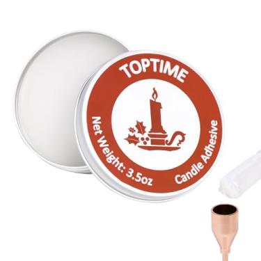 Imagem de Toptime Acessórios para velas cônicas, adesivo de vela de cera de 100 ml, mantém castiçais retos, cera pegajosa branca em frasco para cola segura de vela para manter velas de vários tamanhos no lugar