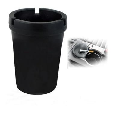 Imagem de Cinzeiro de Plástico Portátil Anti Fumaça, Suporte para Cinzas de Cigarro Copo, Com Tampa (Preto)