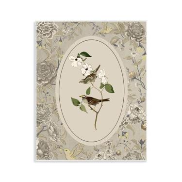 Imagem de Stupell Industries Pássaro e Toile em placa de parede neutra design de arte por Radhika Modi, 14 x 11