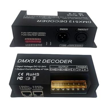 Imagem de GIDERWEL Decodificador DMX de 4 canais RGBW PWM DMX512 Controlador de luz LED RGBW Entrada do controlador DMX 12V-24V DC