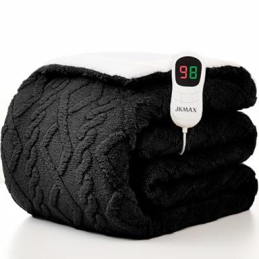 Imagem de JKMAX Cobertor de aquecimento elétrico - cobertor de cama aquecido 10 níveis de aquecimento 8 horas desligamento automático aquecimento rápido ETL certificado cobertor elétrico com proteção contra