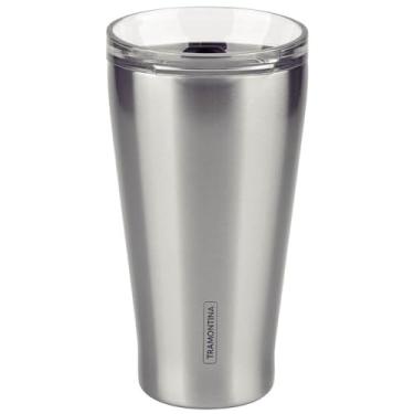 Imagem de Copo Térmico Tramontina Exata em Aço Inox Branco com Tampa 550 ml