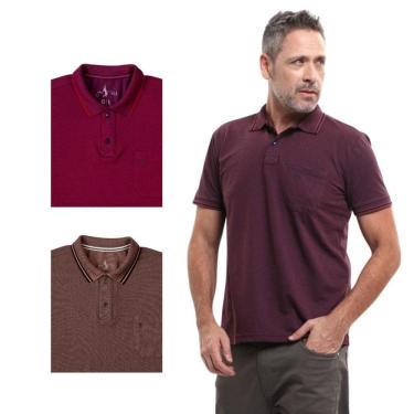 Imagem de Kit 3 Camisa Polo Masculina Pique Premium com Bolso Casual