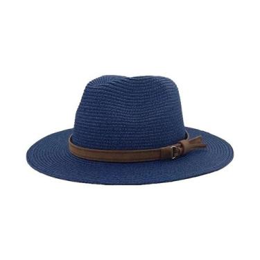 Imagem de Chapéu Panamá De Palha Respirável Reversível Estilo Cowboy Com Cinto D