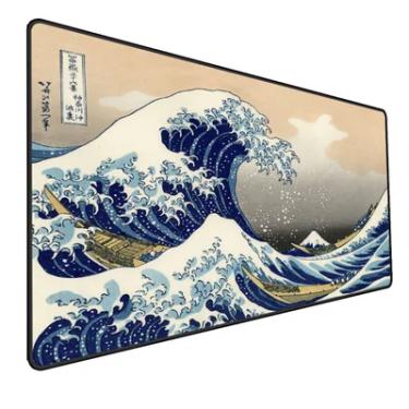 Imagem de Mouse Pad Gamer Speed, Extra Grande, Desk Pad, Profissional Premium, Com Borda Costurada 70x30, Anime Mangá Grande Onda.