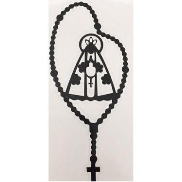 Imagem de Adesivo Nossa Senhora Aparecida Terço Preto Carro Moto - Marcon