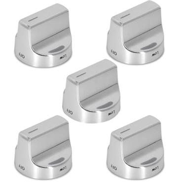 Imagem de Puxador de fogão W11122880 compatível com fogões de gás Whirlpool WFG520S0, WFG745H0, WFG770H0, substitui W10862482, peças de fogão a gás Whirlpool Botões de controle de fogão 5 peças